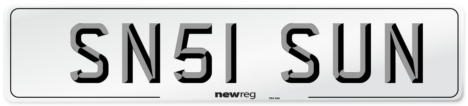 SN51 SUN Number Plate from New Reg